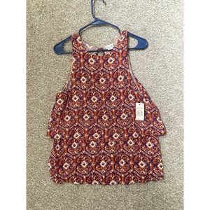 All For Color Women’s Layered Multicolored Bold Pattern Blouse Tank Top Medium